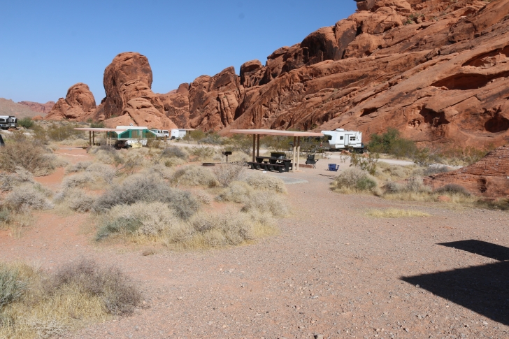 Camping in Arch Rock Campground part of Valley of Fire State Park - Nevada.