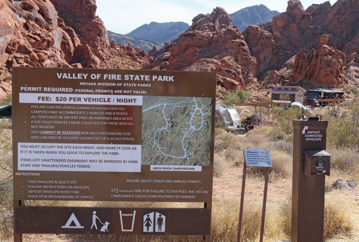 Camping in Arch Rock Campground part of Valley of Fire State Park - Nevada.