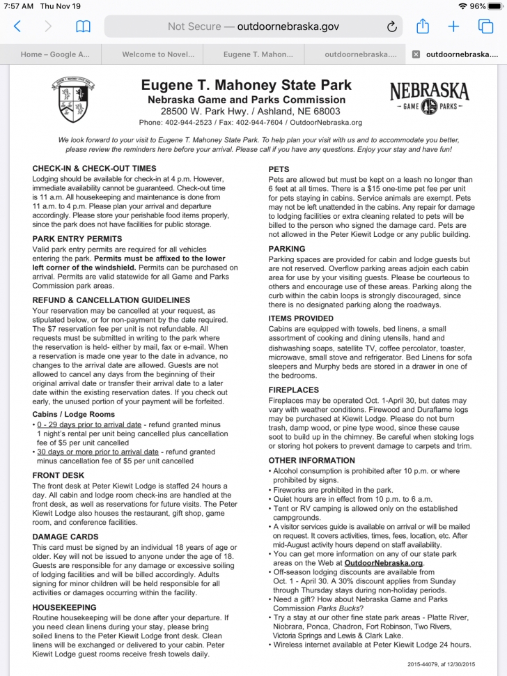 Camping at Eugene T Mahoney State Park in Nebraska