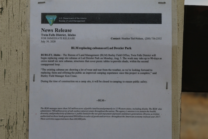 Camping at the Lud Drexler Park on the Salmon Falls Creek Reservoir