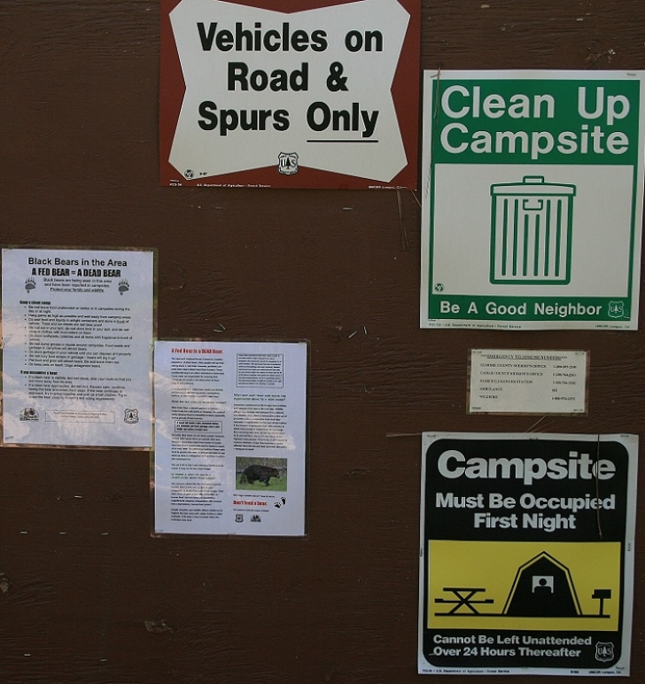 Camping in Idahos Abbot Campground - Information sign