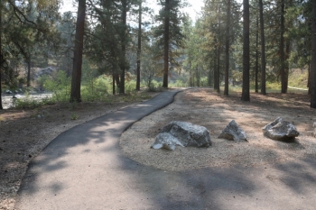 This a hiking trail leading east along the river. It's paved for handicapped hikers for a little way.