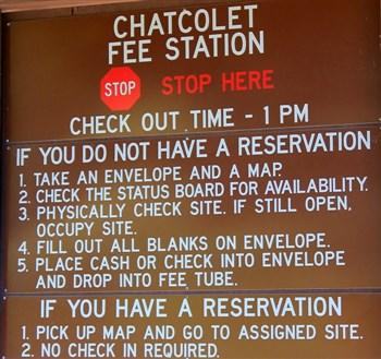 Chatcolet Campground, part of Heyburn State Park, signs in information.