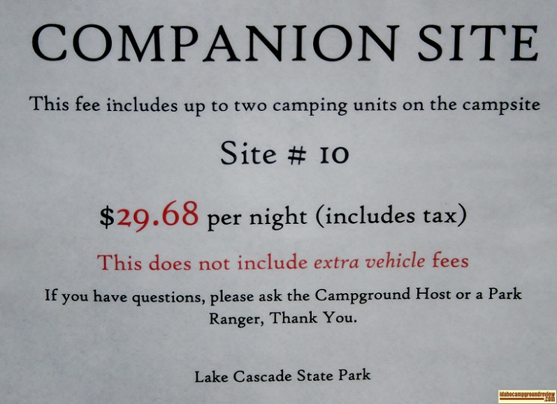 Fee information sign in Crown Point Campground.