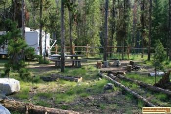 Tent / RV camping site in Fir Creek Campground on the Salmon River