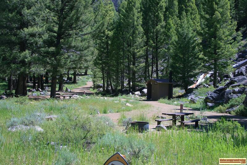 Another view of Flat Rock Campground on the Yankee Fork of the Salmon River.