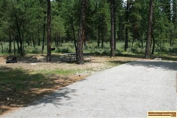RV camp site in Helende Campground near Lowman, Idaho