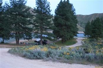 view of irish point on the shore of arrowrock lake
