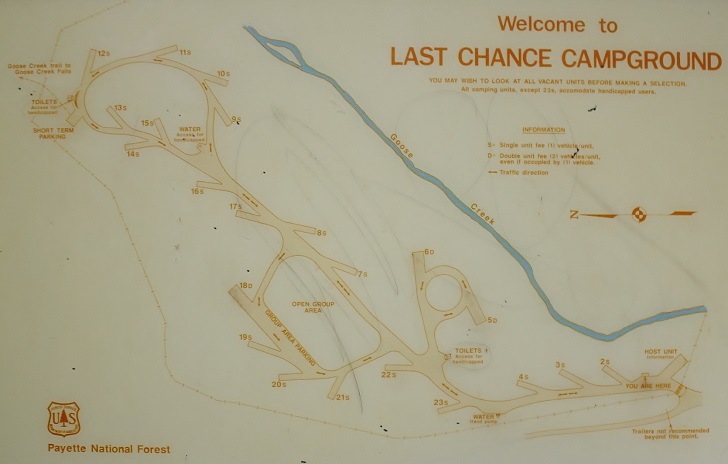 Campsites in Lastchance Campground.
