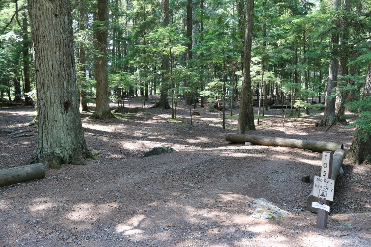 It is 100 to 150 feet into the woods.
