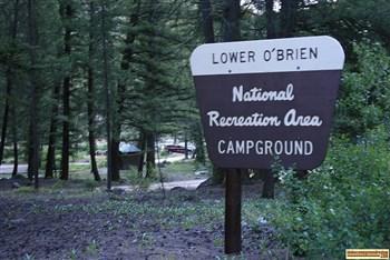 The sign at the entrance to Lower O'Brien Campground on the Salmon River.
