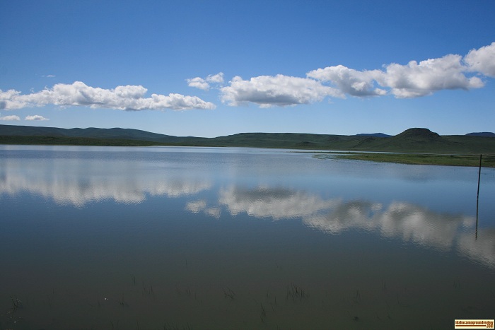 This the view of Mormon Reservoir from the dam.