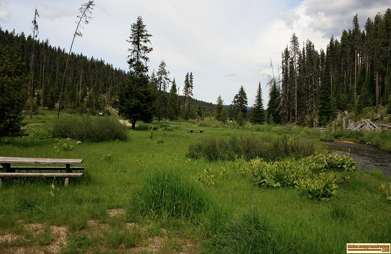 The Red River flows along Red River Campground near Elk City Idaho.