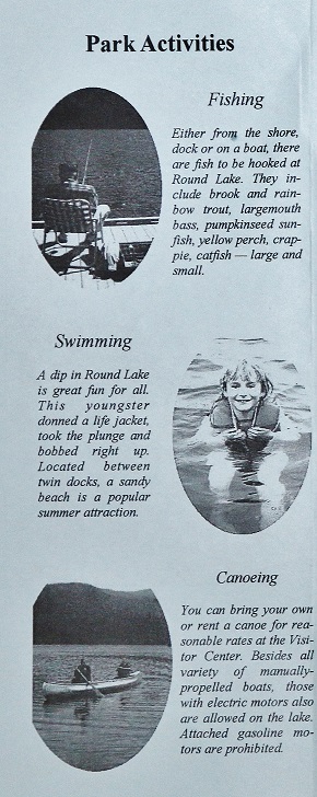 Informational signs at Round Lake State Park.