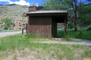 This is the vault style outhouse at Schipper Campground.