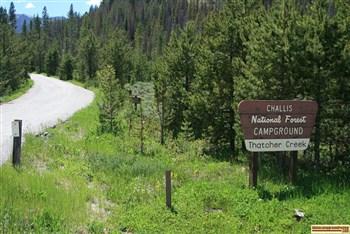 View of the entrance to Thatcher Creek Campground