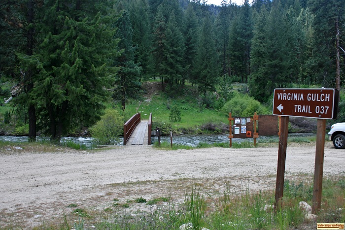 This bridge crosses the Boise River for access to trails ot the south of Willow Creek Campground in the Sawtooth National Forest.