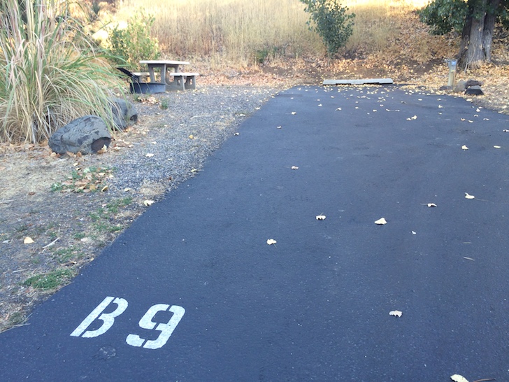 A picture of campsite 9 in loop B of Woodhead Park on Brownlee Reservoir.