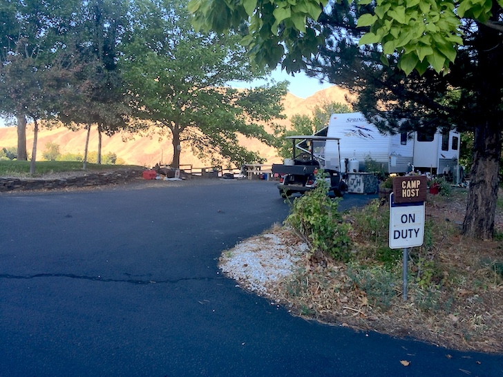 A picture of one of the camp hosts, there are at least two hosts available to help you.