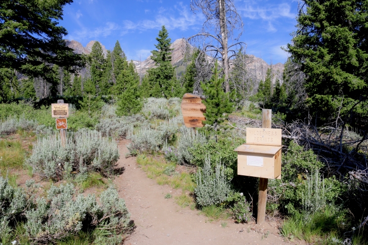 The Sawtooth Wilderness border on the Alpine Way trail near Redfish Lake.